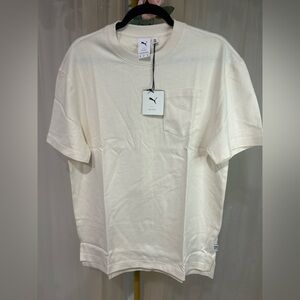 Puma Select Cream Pocket Tee Cotton Logo Shirt NWT Medium